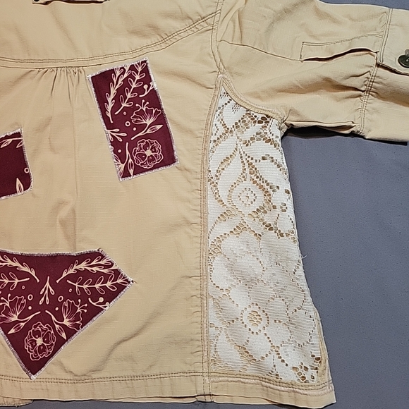 Route 66 Womens XL Ripstop Canvas Lightweight Jacket Short Sleeve Rework Lace - Picture 7 of 9